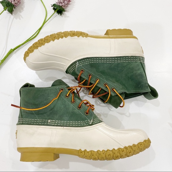 L.L. BEAN Sold-Out Small Batch 6-inch Green/White Bean Boots Size 10 - Picture 2 of 10
